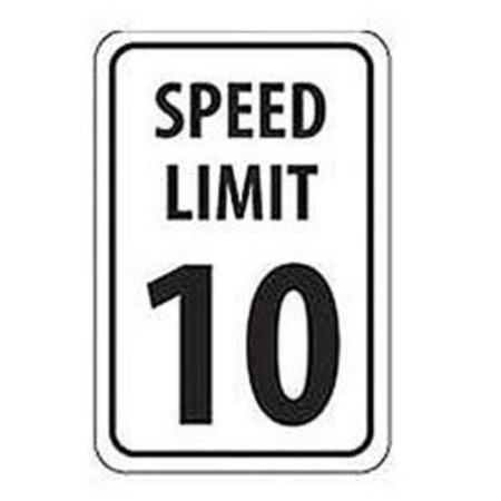 NATIONAL MARKER CO Speed Limit 10 Aluminum Sign, .063mm Thick TM18H